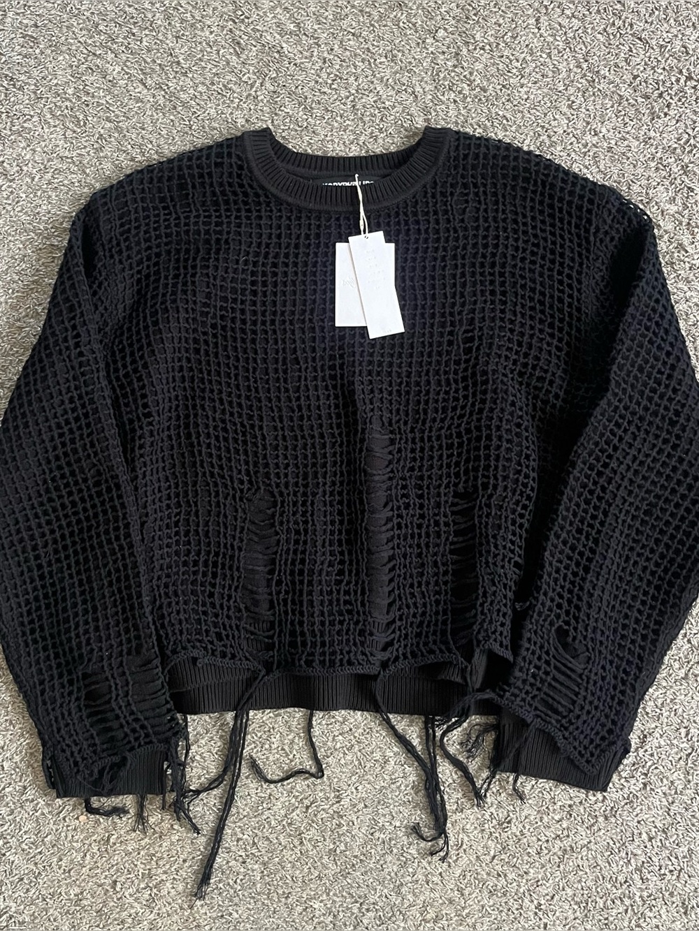Kody Phillips Netted Sweater in Black Designer Fairy Grunge Streetwear Large